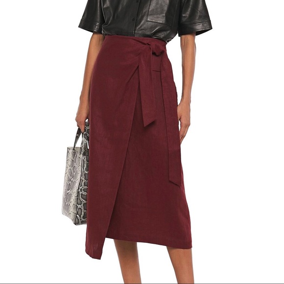 Tibi Canvas Linen Wrap Skirt